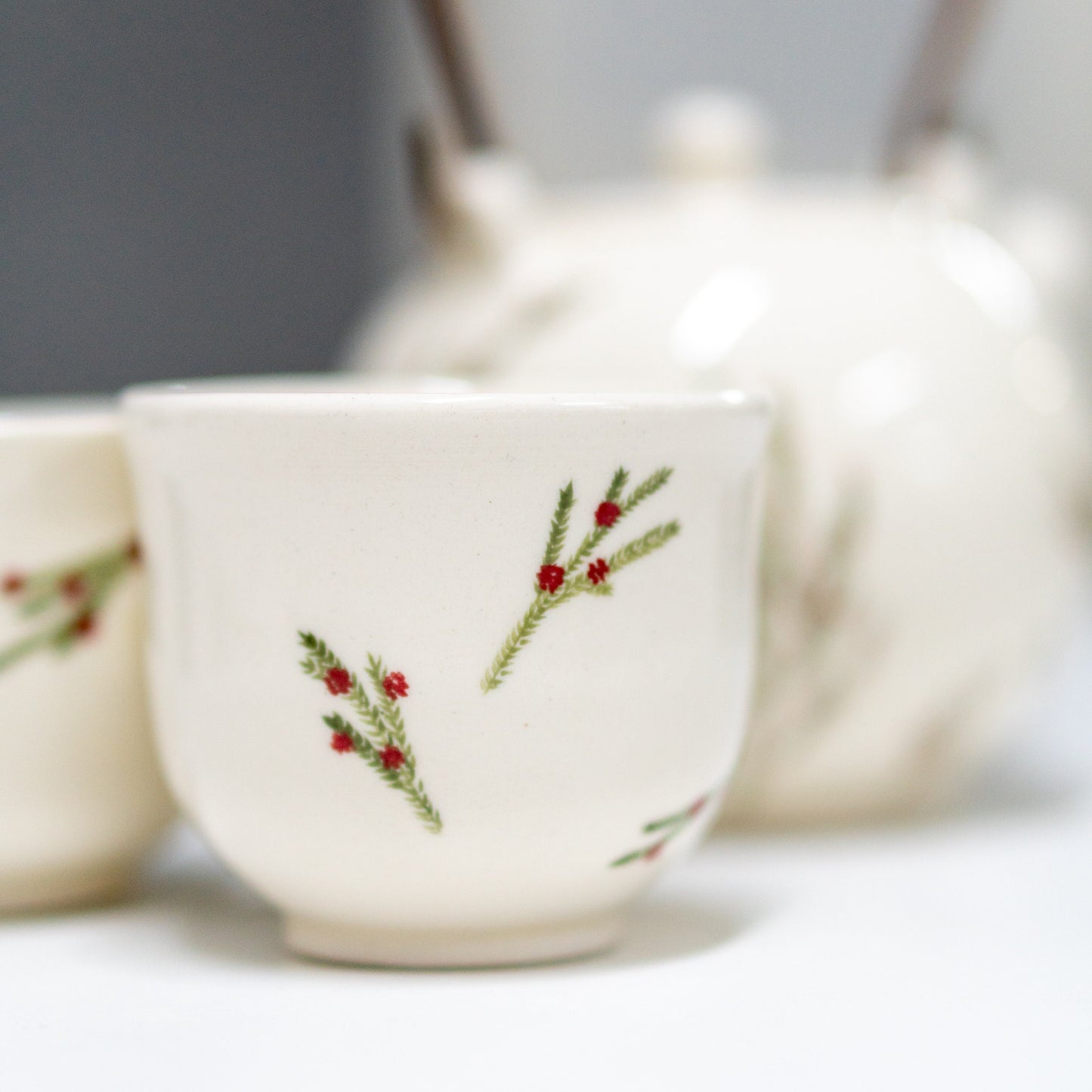 Tea Set Japanese - Tea Pot, Floral Kitchen Decor, Housewarming Gift Handmade, Ceramic Tea Set