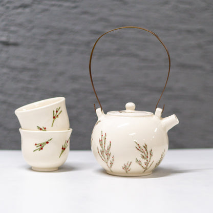 Tea Set Japanese - Tea Pot, Floral Kitchen Decor, Housewarming Gift Handmade, Ceramic Tea Set