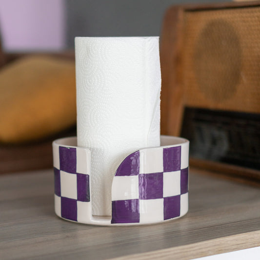 Paper Towel Holder - Checkered Home Decor, Handmade Towel Rack, Gift for Home