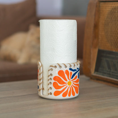 Ceramic Paper Towel Holder - Towel Rack, Toilet Paper Holder, Floral Paper Towel Holder, Paper Roll Holder, Summer Kitchen Decor