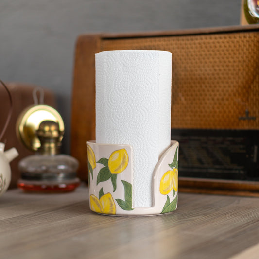 Paper Towel Holder - Lemon Kitchen Decor, Paper Roll Holder, Handmade Home Decor, Vintage Style