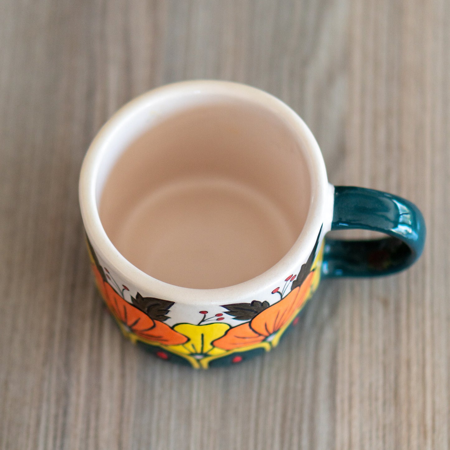 Pottery Mug - Floral Mug, 12oz Ceramic Coffee Mug, Handmade Pottery, Artistic Flower Design