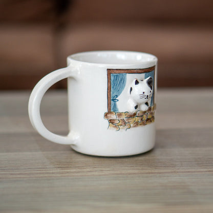 Pottery Cat Mug - Cute Cat Coffee Mug, Handmade Ceramic Mug, Cat Lover Gift