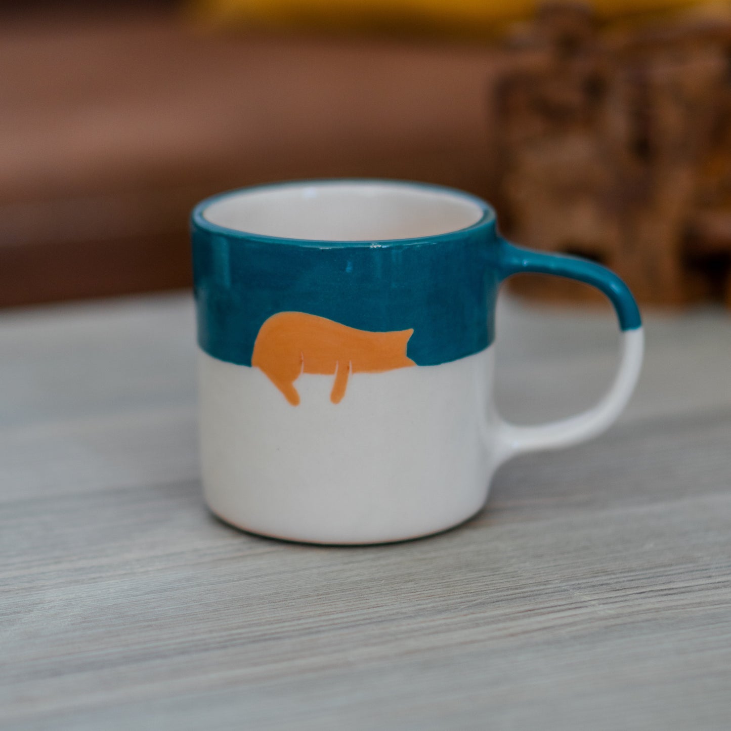 Cat Mug - Lazy Orange Tabby Cat Ceramic Cup, Funny and Lazy Cat, Cat Lover Gift