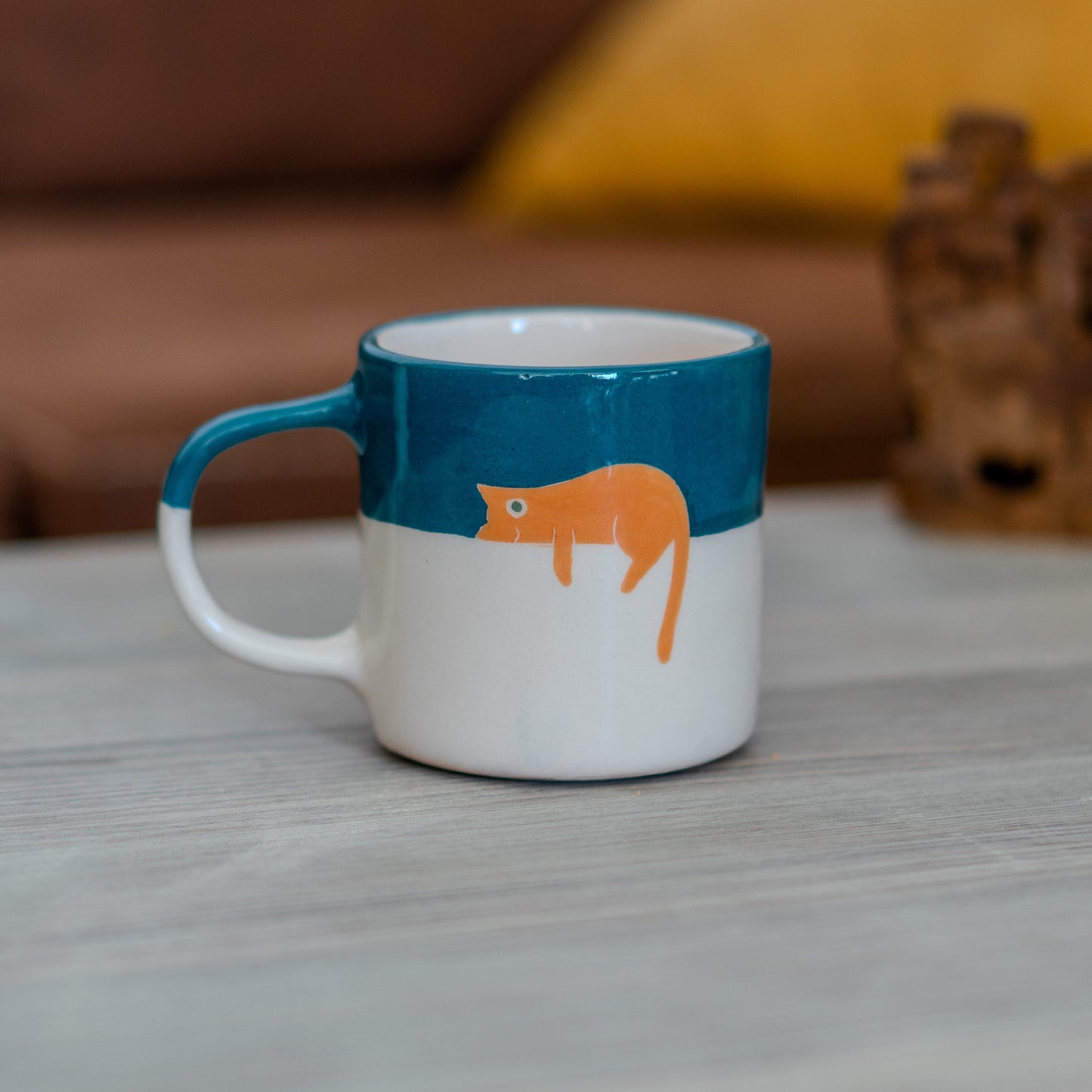 Cat Mug - Lazy Orange Tabby Cat Ceramic Cup, Funny and Lazy Cat, Cat Lover Gift