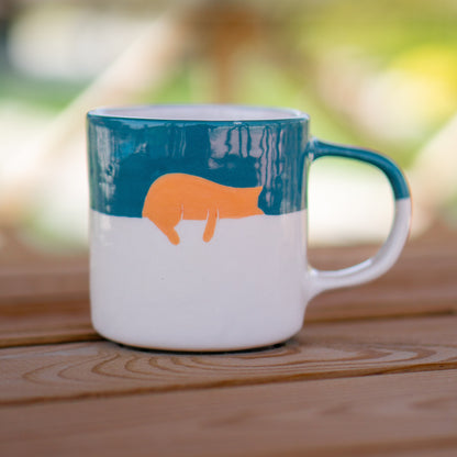 Cat Mug - Lazy Orange Tabby Cat Ceramic Cup, Funny and Lazy Cat, Cat Lover Gift