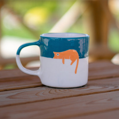 Cat Mug - Lazy Orange Tabby Cat Ceramic Cup, Funny and Lazy Cat, Cat Lover Gift