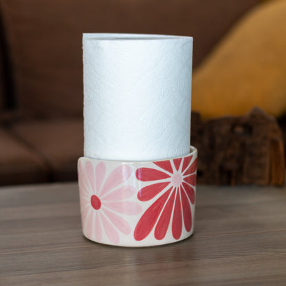 Pink Daisy Paper Towel Holder - Floral Kitchen Decor, Ceramic Towel Holder Countertop