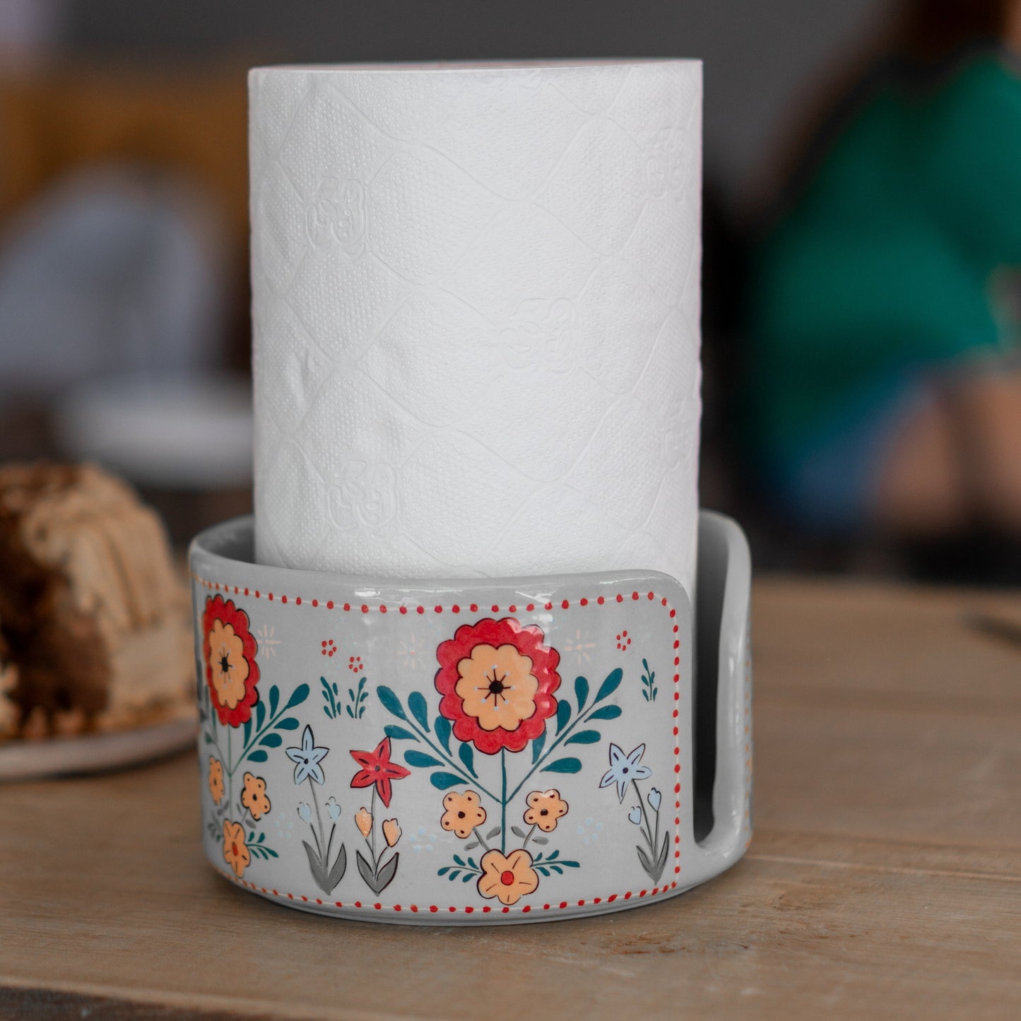 Paper Towel Holder Kitchen Organizer, Floral Kitchen Towel Holder, Paper Roll Holder, Countertop Decor