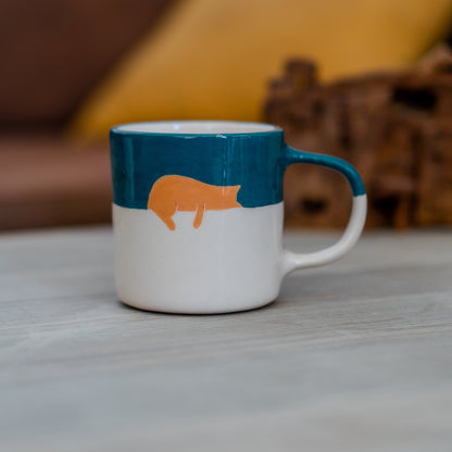 Cat Mug - Lazy Orange Tabby Cat Ceramic Cup, Funny and Lazy Cat, Cat Lover Gift