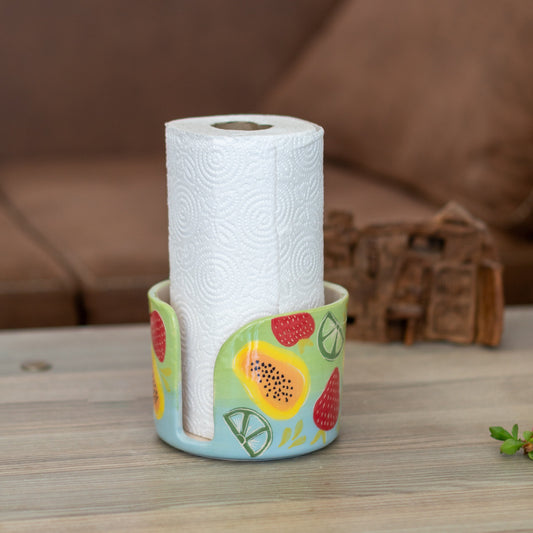 Ceramic Paper Towel Holder - Fruit Decor, Colorful Kitchen Decor, Toilet Paper Holder