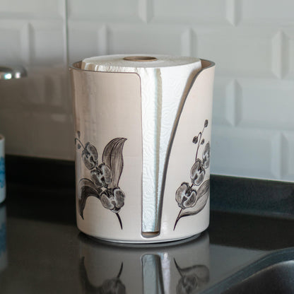 Ceramic Paper Towel Holder - Floral Kitchen Decor