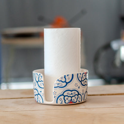 Ceramic Paper Towel Holder - Floral Design, Towel Holder Countertop, Toilet Paper Holder