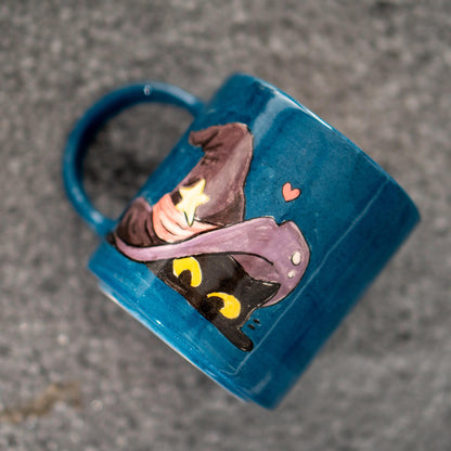 Halloween Cat Mug - Handmade Pottery for Cat Lovers