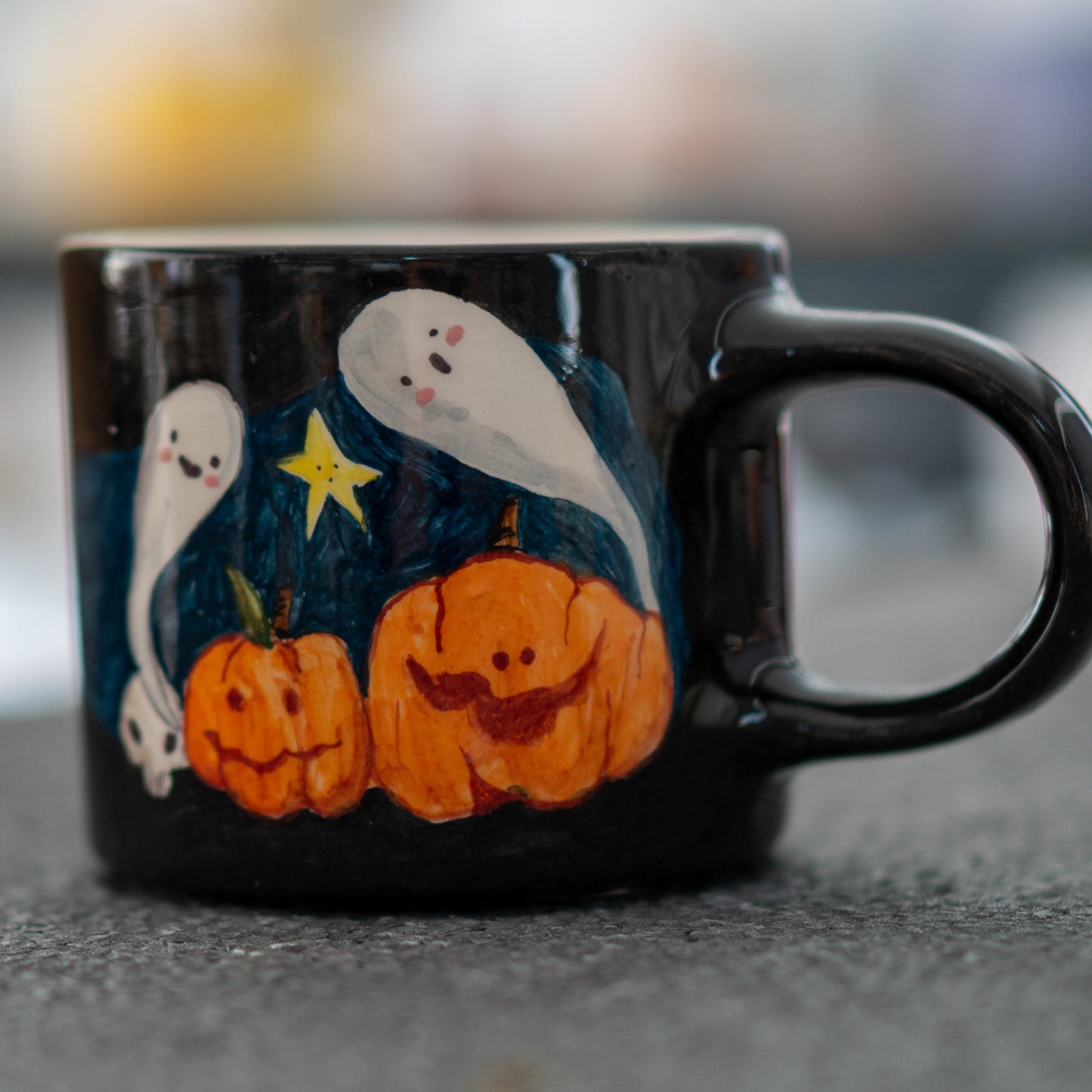 Halloween Pumpkin and Ghost Mug