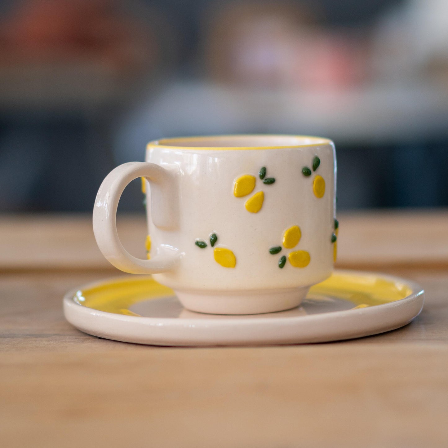 Espresso Cup Saucer- Lemon Dream, Pottery Mug, Handmade Ceramic Cup