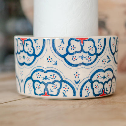 Ceramic Paper Towel Holder - Floral Design, Towel Holder Countertop, Toilet Paper Holder