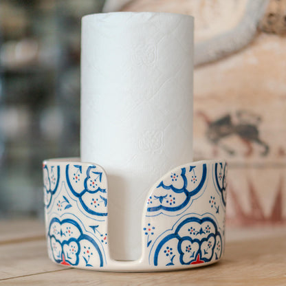 Ceramic Paper Towel Holder - Floral Design, Towel Holder Countertop, Toilet Paper Holder