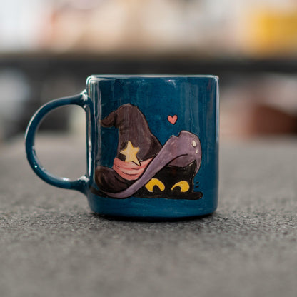 Halloween Cat Mug - Handmade Pottery for Cat Lovers