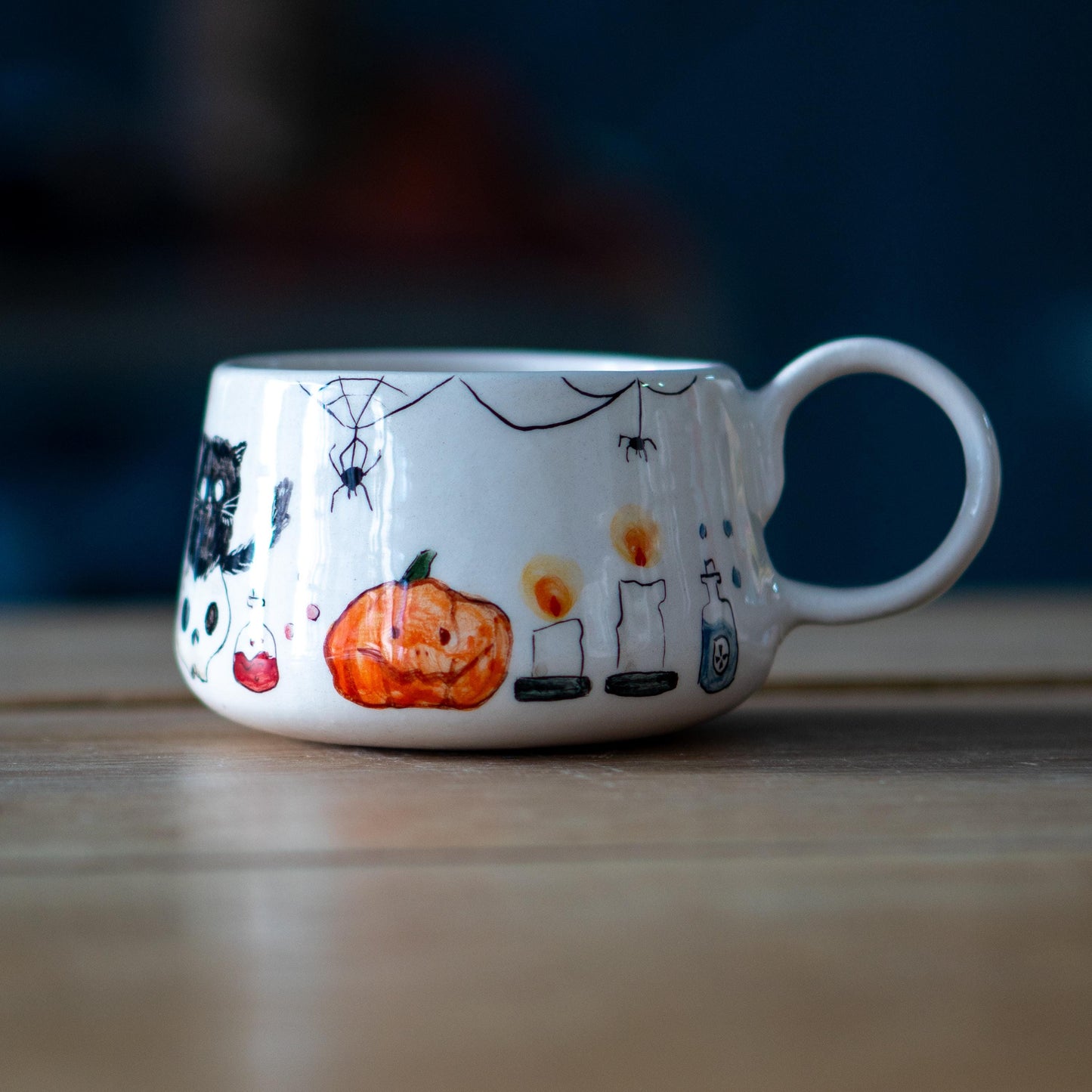 Cat and Skull Coffee Mug - Halloween Gift Mug