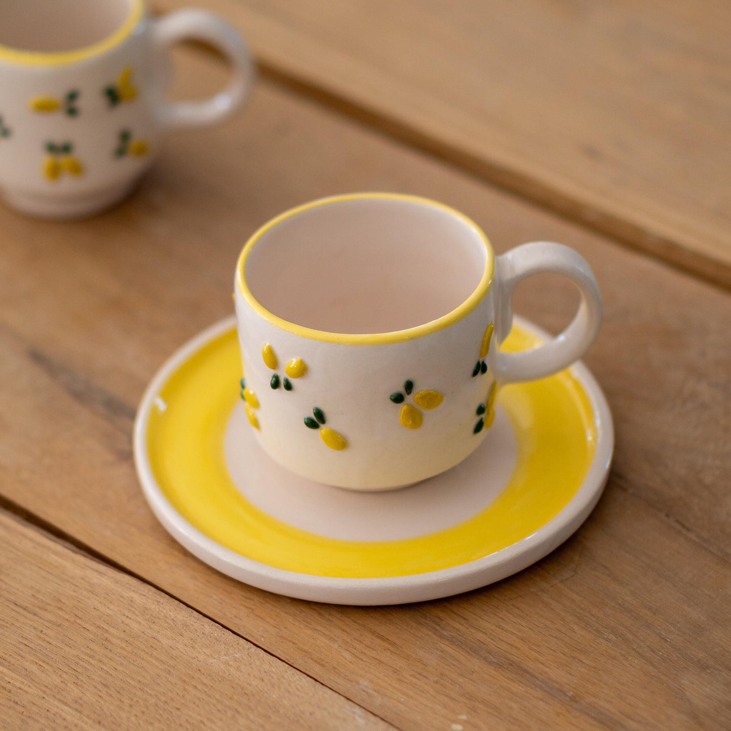 Espresso Cup Saucer- Lemon Dream, Pottery Mug, Handmade Ceramic Cup